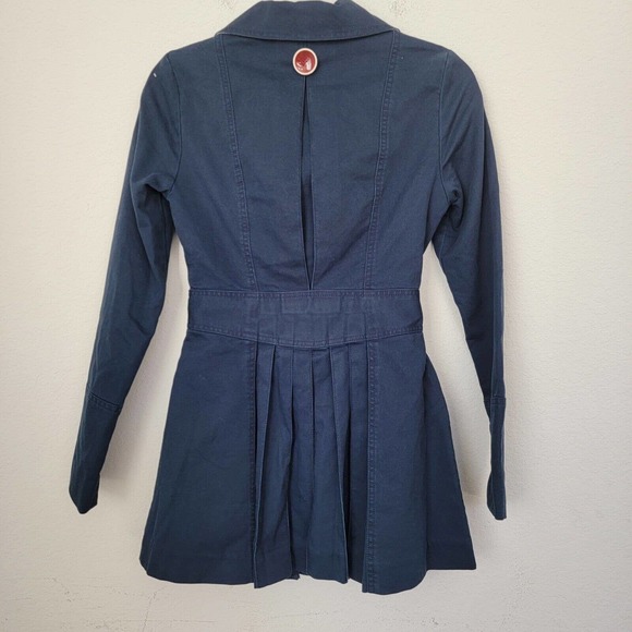 Trovata Anthropologie Pea Coat Button Down Belt Blazer Jacket XSmall 100% Cotton - Picture 3 of 9